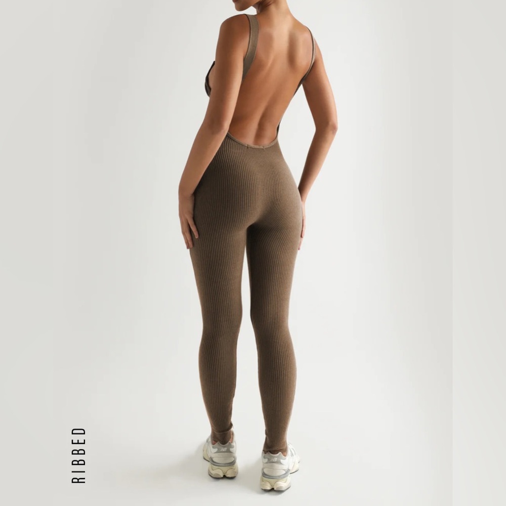 Ribbed Jumpsuit | Tan - Picture 3 of 6